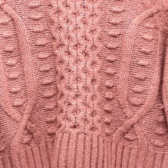 Anthropologie Self Contrast NWT Small Cable Knit Cropped Sweater Blush Pink - Picture 8 of 10